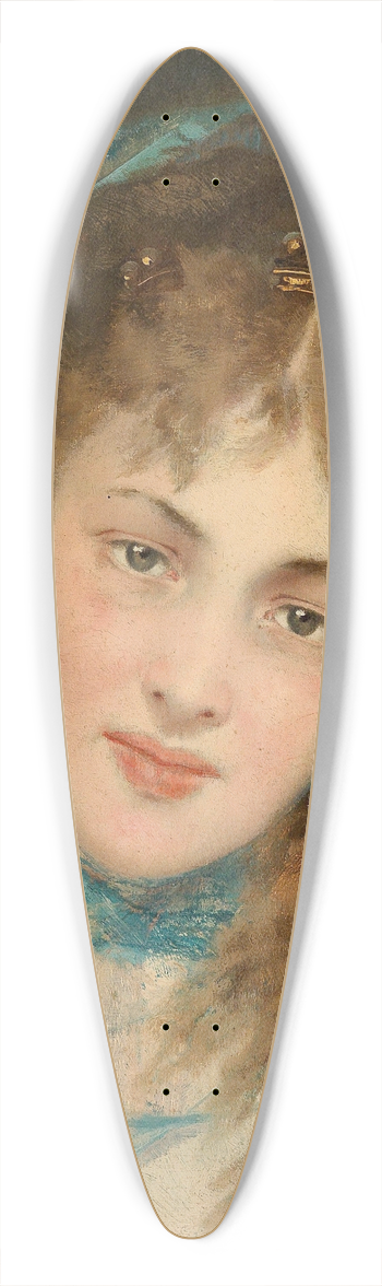 Conrad Kiesel - Bildnis einer Dame mit blauem Tuch 39.3 inch art pintail longboard deck