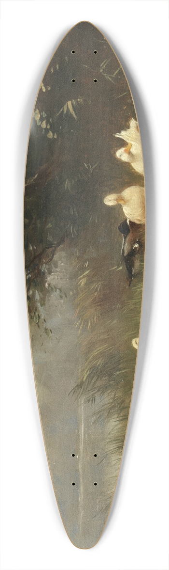Constant Artz - Ducks and ducklings by the waterside 39.3 inch art pintail longboard deck