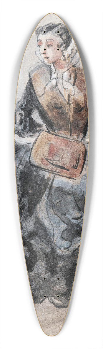 Constantin Guys - Lady With A Muff 39.3 inch art pintail longboard deck
