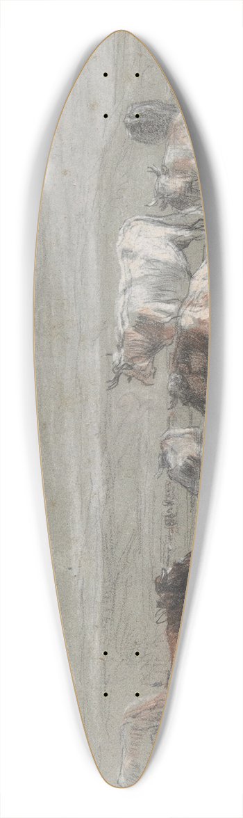 Constant Troyon - Cows in a Landscape 39.3 inch art pintail longboard deck