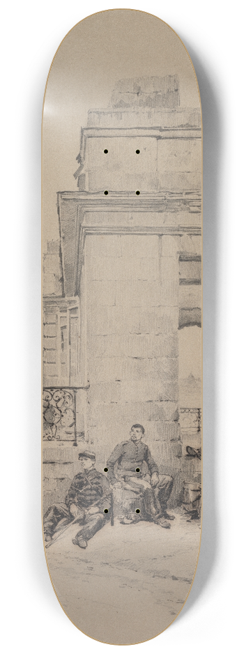Jean-Baptiste douard Detaille - Soldiers Resting (recto) 8.25 inch art skate deck