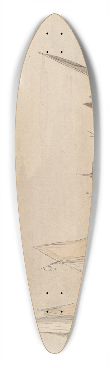 Cornelis Ploos van Amstel - River with Town 39.3 inch art pintail longboard deck
