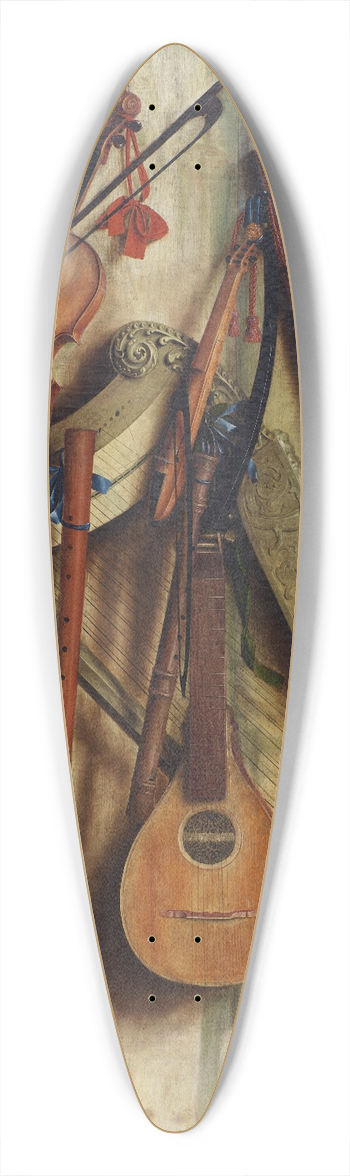 Cornelius Norbertus Gijsbrechts - Board Partition With Musical Instruments. Trompe Loeil 39.3 inch art pintail longboard deck