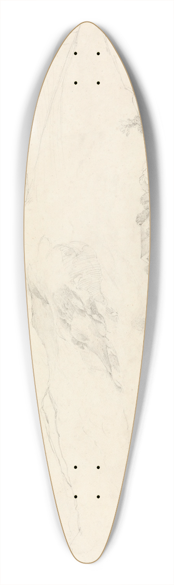 Cornelius Varley - Beddgelert Church 39.3 inch art pintail longboard deck