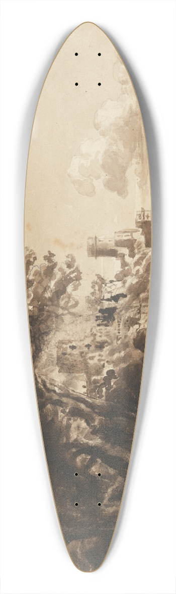 Cornelius Varley - Landscape with Castle 39.3 inch art pintail longboard deck