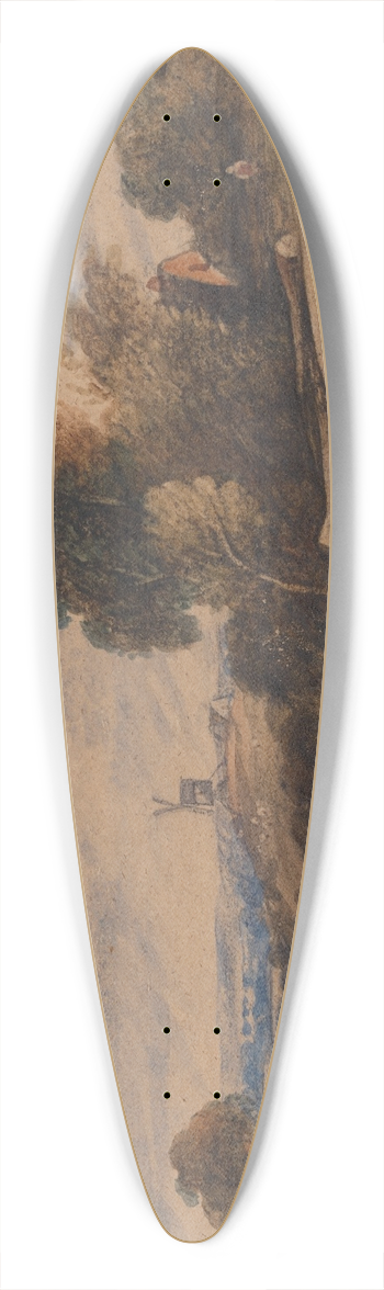 Cornelius Varley - Landscape with Windmill 39.3 inch art pintail longboard deck