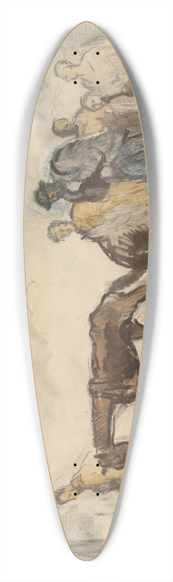 Cyprin Majernk - Study for the Lithograph Refugees 39.3 inch art pintail longboard deck
