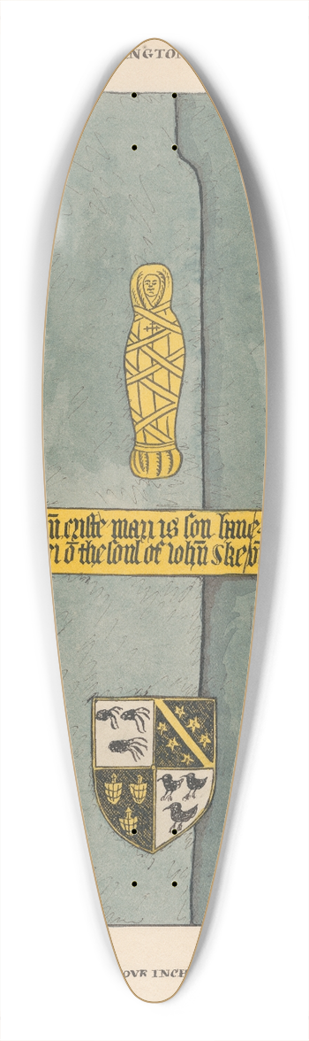 Daniel Lysons - Brass Plate for John Skevington from Hornsey Church 39.3 inch art pintail longboard deck