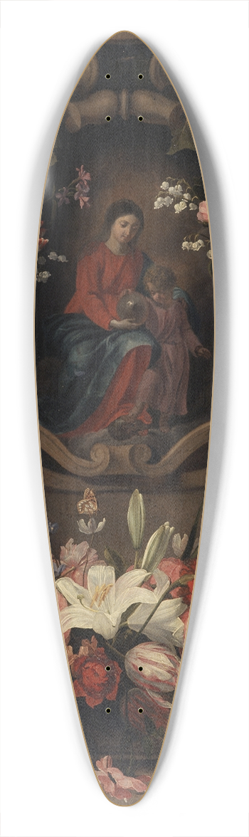 Daniel Seghers - Flower garland with Immaculate Conception 39.3 inch art pintail longboard deck