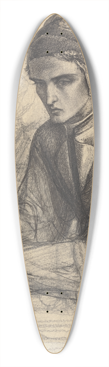 Dante Gabriel Rossetti - Dante in Meditation Holding a Pomegranate 39.3 inch art pintail longboard deck