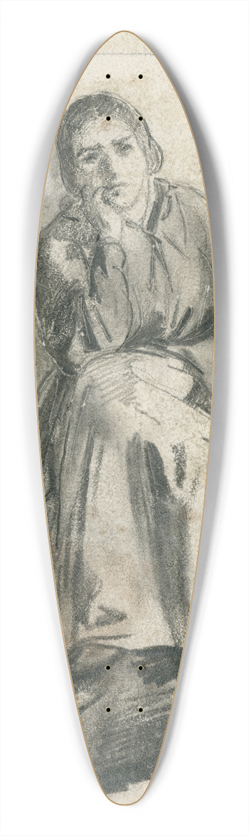 David Bles - Sitting woman 39.3 inch art pintail longboard deck