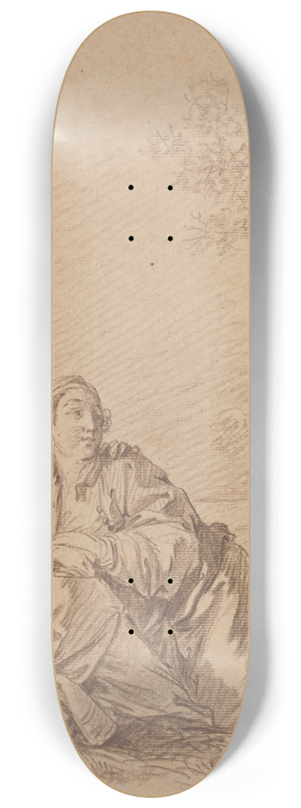 Jean-Baptiste Le Prince - Two Russians Seated in Landscape 8.25 inch art skate deck