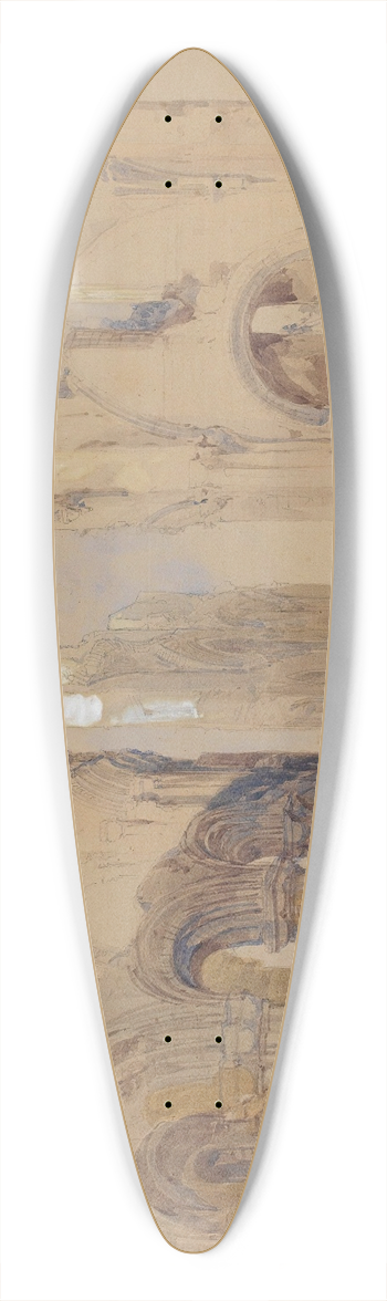 David Roberts - Lindisfarne Priory, Northumberland 39.3 inch art pintail longboard deck