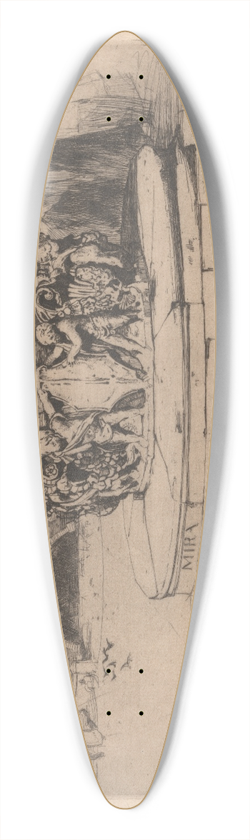 David Young Cameron - A Venetian Fountain 39.3 inch art pintail longboard deck