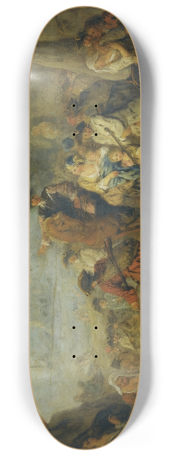Jean-Baptiste Pater - Figures In A Military Encampment With A Horseman Directing Troops 8.25 inch art skate deck