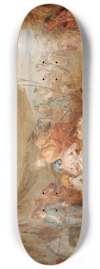 Jean-Baptiste Pater - Figures Resting in a Military Encampment 8.25 inch art skate deck