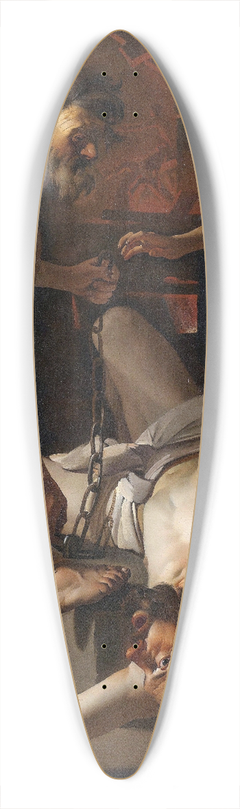 Dirck Van Baburen - Prometheus Being Chained By Vulcan 39.3 inch art pintail longboard deck