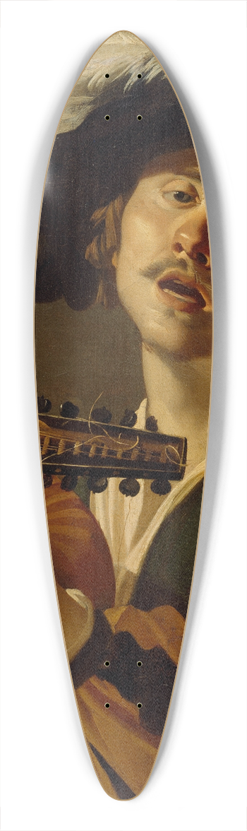 Dirck Van Baburen - The Lute Player 39.3 inch art pintail longboard deck