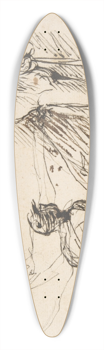 Domenico Gargiulo - A Crouching Man Defecating and a Standing Man Urinating 39.3 inch art pintail longboard deck