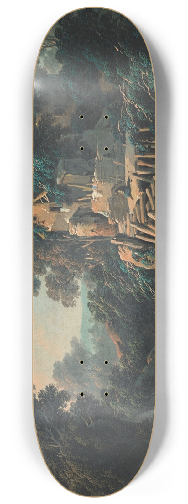 Jean-Baptiste Pillement - La Vielle Ferme (Pastoral Landscape) 8.25 inch art skate deck