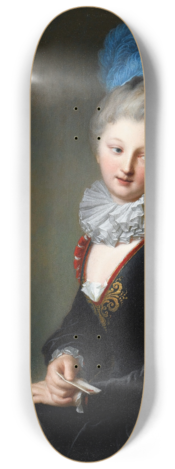 Jean-Baptiste Santerre - Portrait Of A Young Lady With A Letter, Thought To Be Mademoiselle Christine-Antoinette-Charlotte Desmares 8.25 inch art skate deck