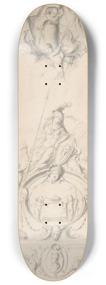 Jean Bernard Toro - Study for an Ornamental Panel 8.25 inch art skate deck