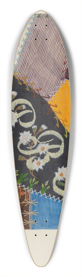Edith Towner - Crazy Quilt Detail 39.3 inch art pintail longboard deck
