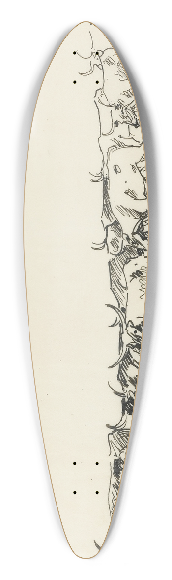 Edward Borein - Standing Herd 39.3 inch art pintail longboard deck