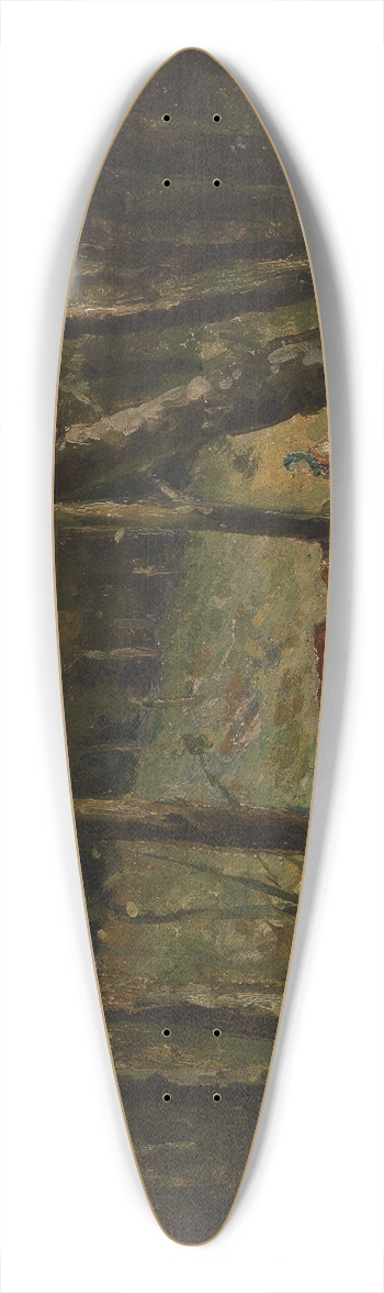 Edward Mitchell Bannister - Untitled (cows on path in forest) 39.3 inch art pintail longboard deck