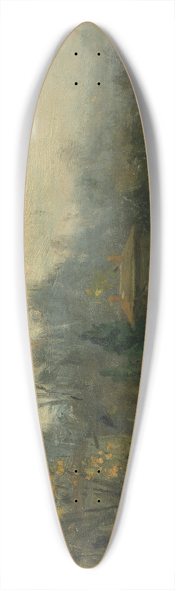 Edward Mitchell Bannister - Untitled (landscape with man plowing fields) 39.3 inch art pintail longboard deck