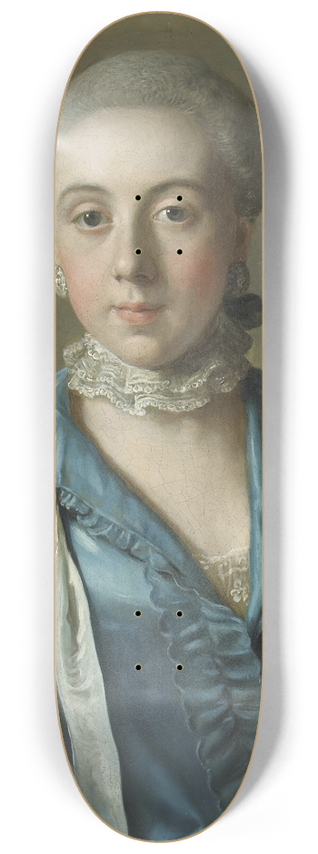 Jean-Etienne Liotard - Un Portrait Dune Dame Avec Une Robe Bleue Et Col De Dentelle 8.25 inch art skate deck