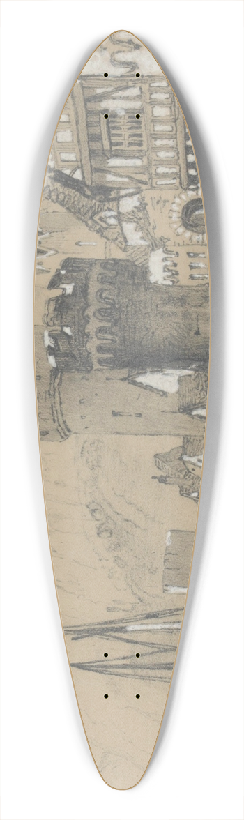 Edward Theodore Compton - Oberwesel 39.3 inch art pintail longboard deck