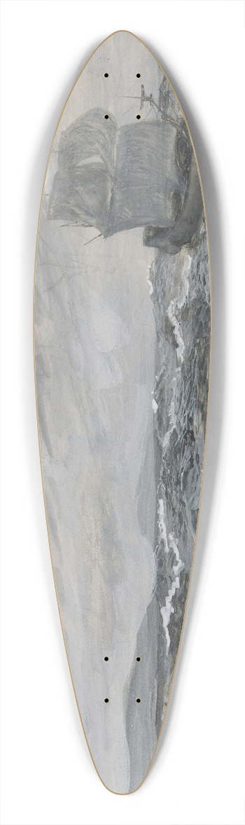 Edwin Austin Abbey - Seascape with sailingboat 39.3 inch art pintail longboard deck
