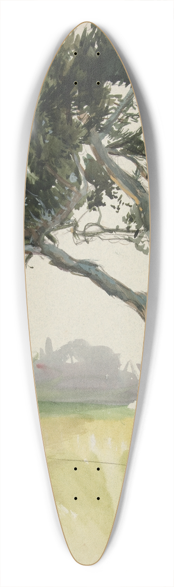 Edwin Austin Abbey - Study of a tree andfield 39.3 inch art pintail longboard deck