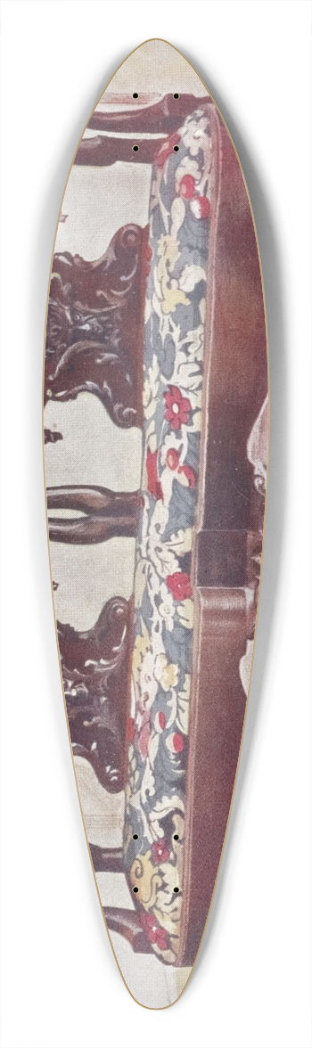 Edwin Foley - Carved walnut darby and Joan settee 39.3 inch art pintail longboard deck