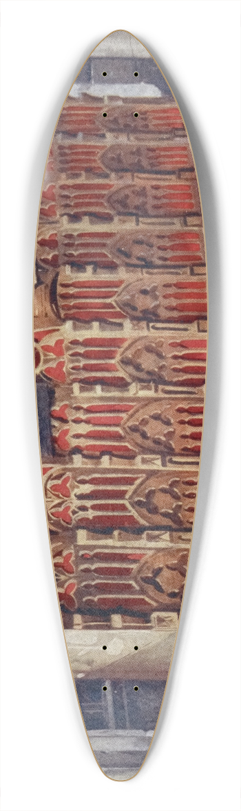 Edwin Foley - Fourteenth-century buttressed coffer. 39.3 inch art pintail longboard deck