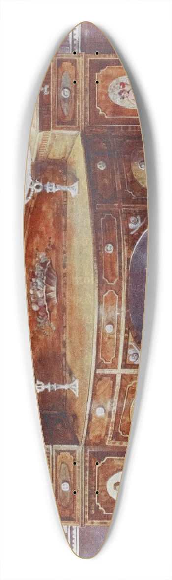 Edwin Foley - Painted and inlaid satinwood sideboard, Mahogany bracket clock 39.3 inch art pintail longboard deck