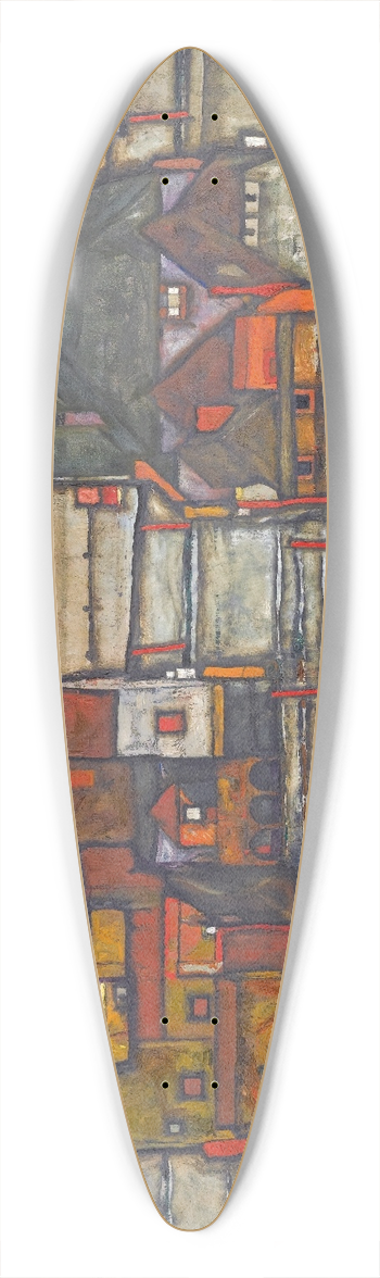 Egon Schiele - Houses With Laundry (Suburb II) 39.3 inch art pintail longboard deck
