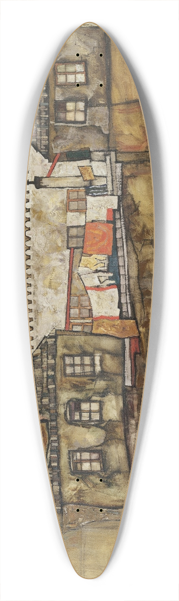 Egon Schiele - House Wall on the River 39.3 inch art pintail longboard deck