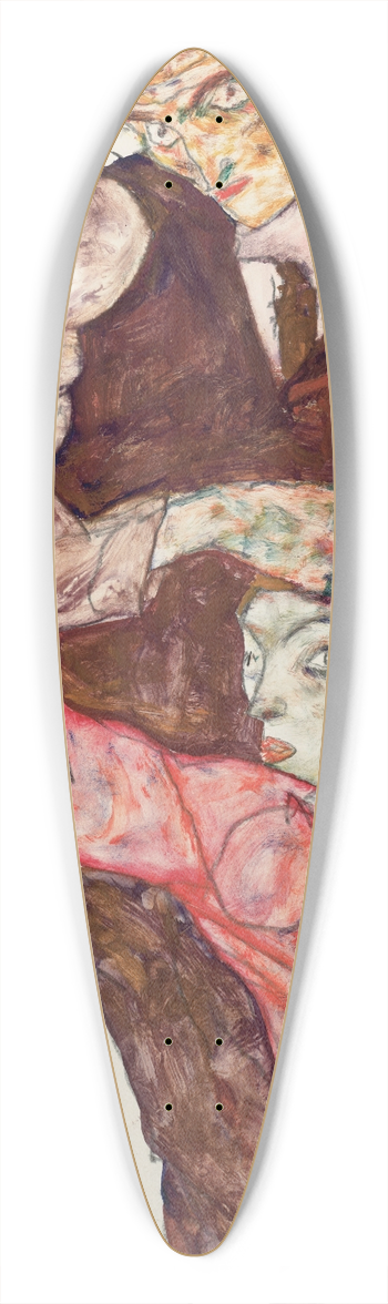 Egon Schiele - Lovers 39.3 inch art pintail longboard deck