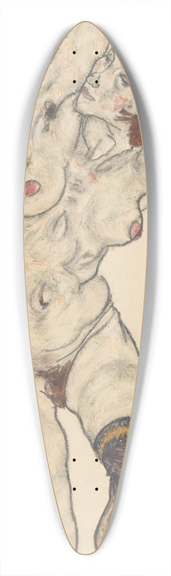 Egon Schiele - Nude in Black Stockings 39.3 inch art pintail longboard deck