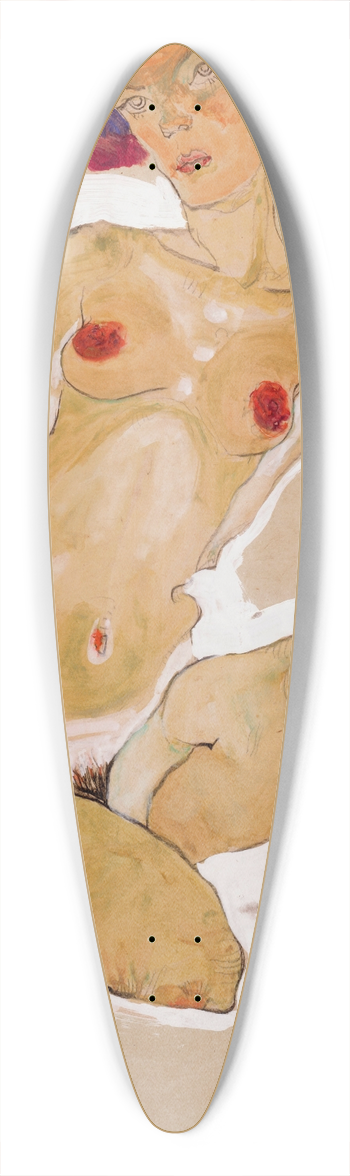 Egon Schiele - Squatting Female Nude 39.3 inch art pintail longboard deck