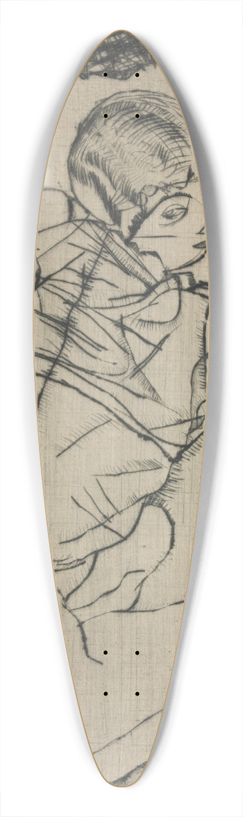 Egon Schiele - Squatting Woman 39.3 inch art pintail longboard deck