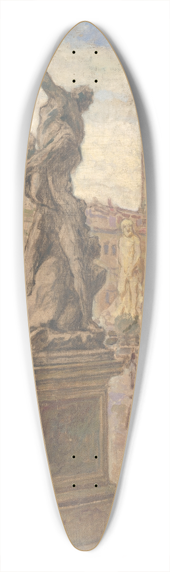 Elemr Halsz-Hradil - Square in Italy  Florence 39.3 inch art pintail longboard deck