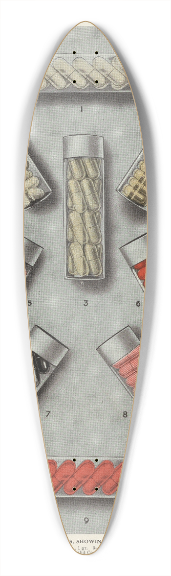 Eli Lilly & Company - Display samples only, Lilly Pulvules 39.3 inch art pintail longboard deck