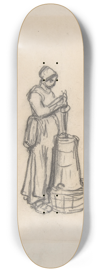 Jean-Franois Millet - Woman with a Churn 8.25 inch art skate deck