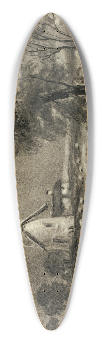 Elizabeth Murray - Landscape with Windmill 39.3 inch art pintail longboard deck