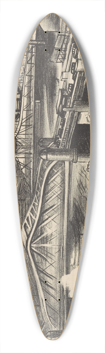 Elizabeth Olds - Harlem River Bridges 39.3 inch art pintail longboard deck