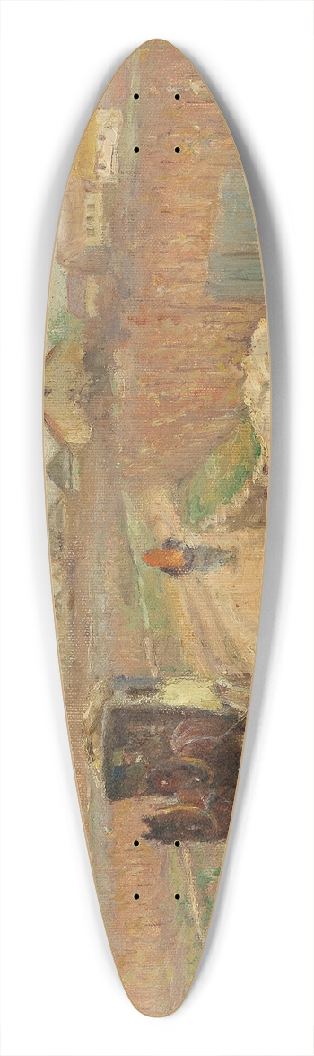 Emil Strecker - Coach on a Village Road 39.3 inch art pintail longboard deck