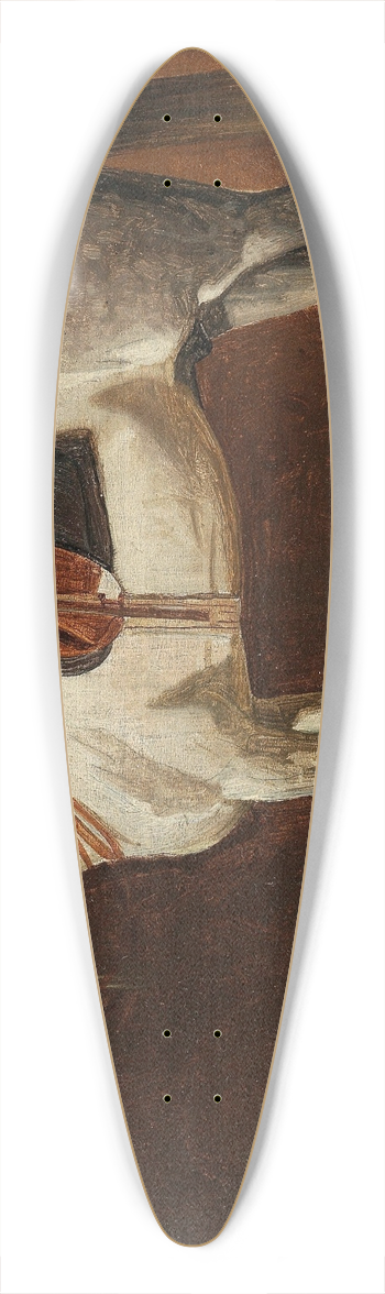 Emil Volkers - A Saddled White Horse in a Stable 39.3 inch art pintail longboard deck